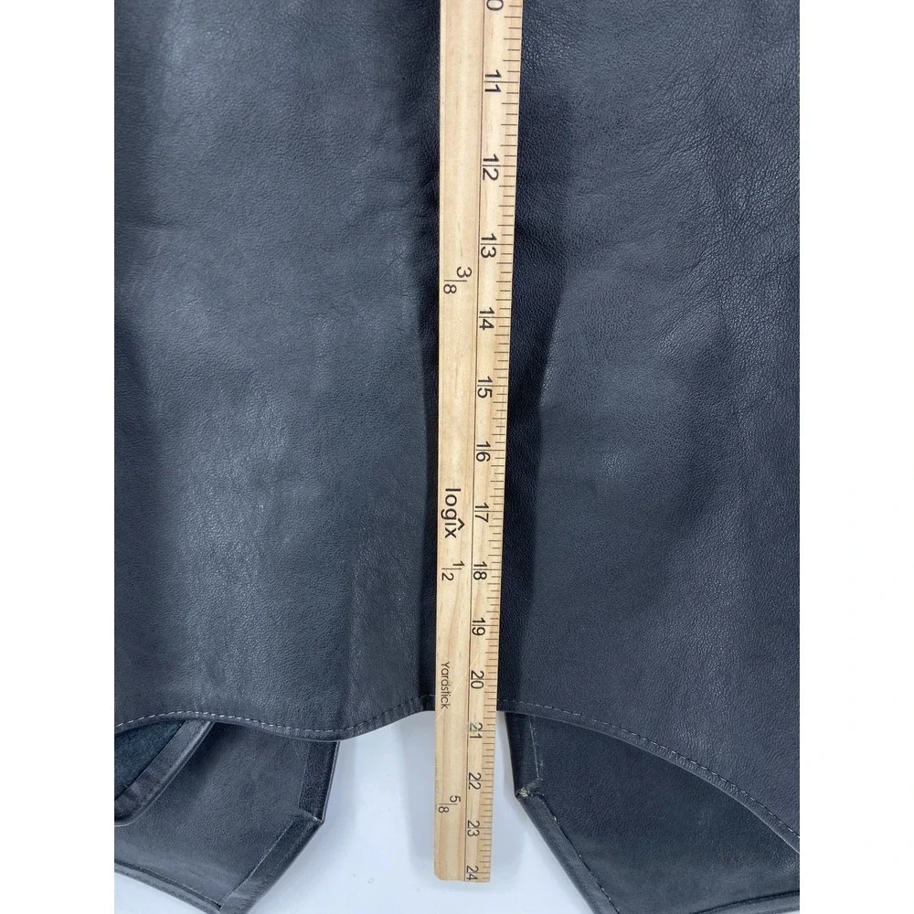 Leather Mens Biker Vest Mens‎ 40 Black Open Moto Pockets